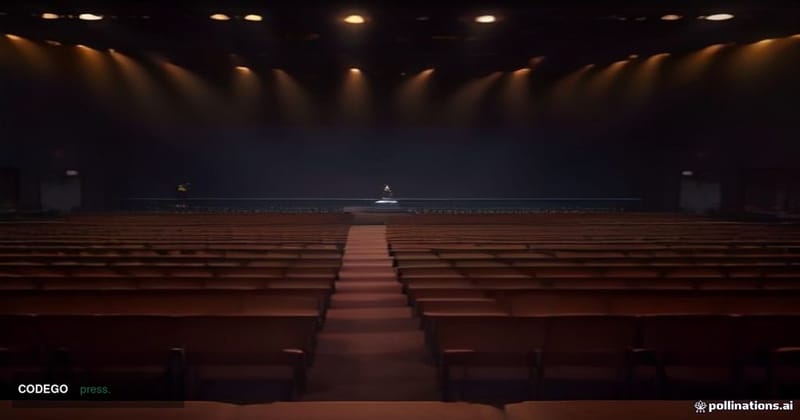 A cinematic editorial photograph of a grand financial conference hall in Johannesburg, South Africa, shot from a low-angle pe