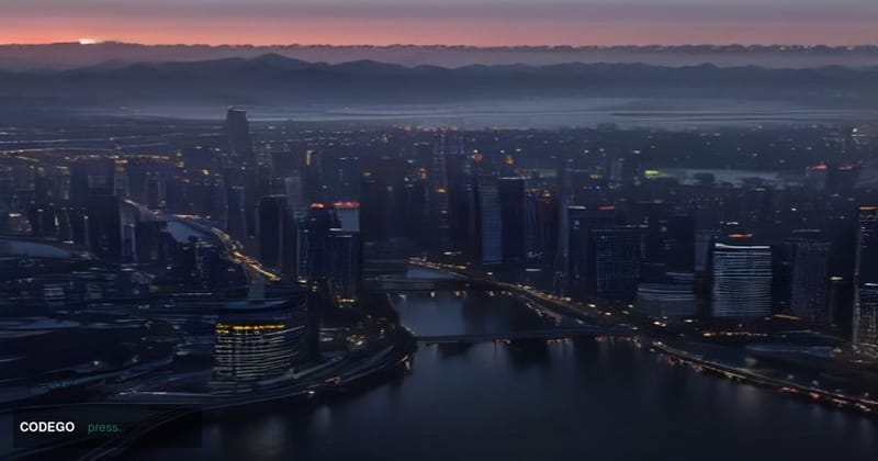 A dramatic photorealistic editorial photograph of the Seoul financial district skyline at dusk, viewed from across the Han Ri