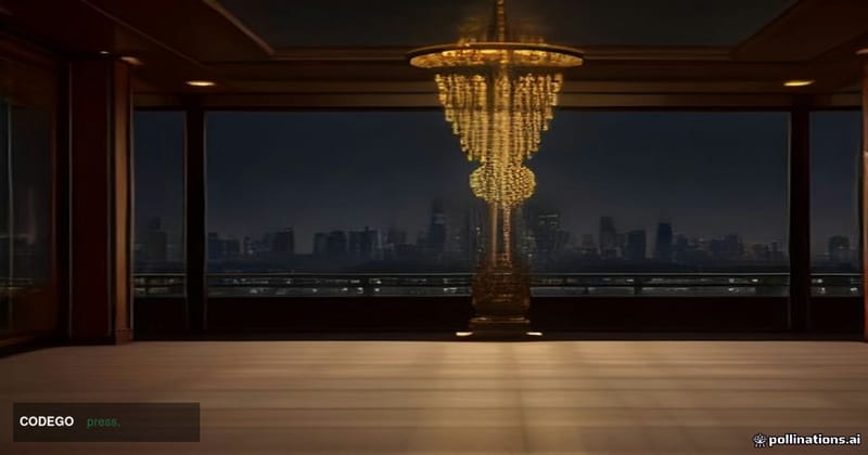 A cinematic editorial photograph set inside a grand contemporary conference hall in Bangkok, Thailand, with floor-to-ceiling 