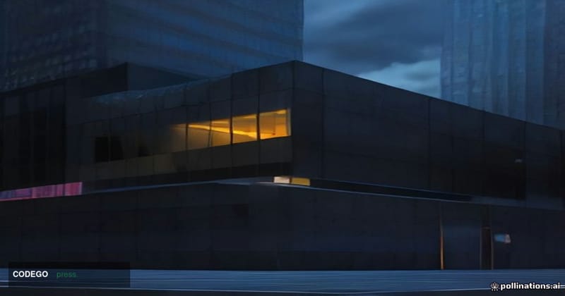 A dramatic cinematic editorial photograph of a sleek, modernist Citigroup retail banking branch exterior in New York City at 