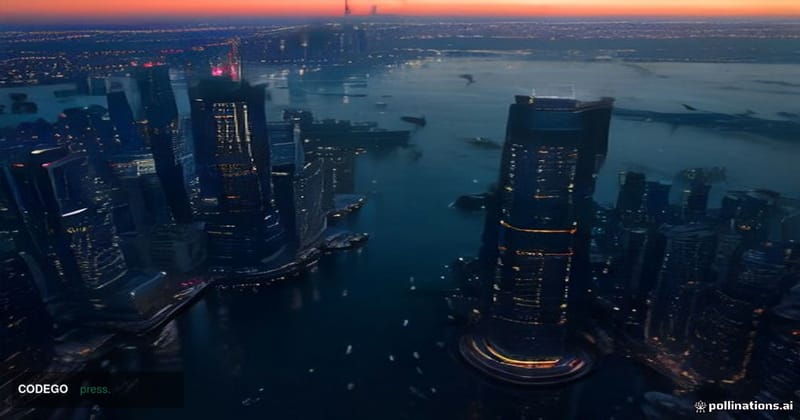A sweeping cinematic aerial view of Hong Kong's iconic Victoria Harbour financial district at dusk, shot from a low elevated 
