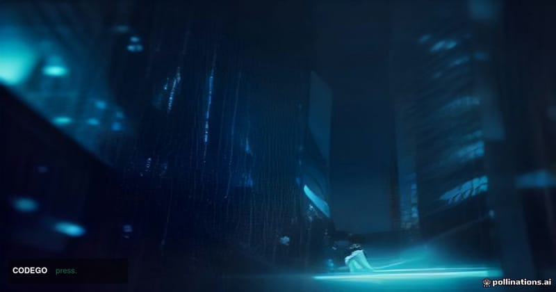 A cinematic editorial photograph set in Singapore's financial district at night, shot from a low angle looking up at a sleek 