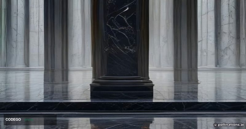 A close-up cinematic editorial photograph of a gleaming euro coin standing upright on a polished dark marble surface, with a 